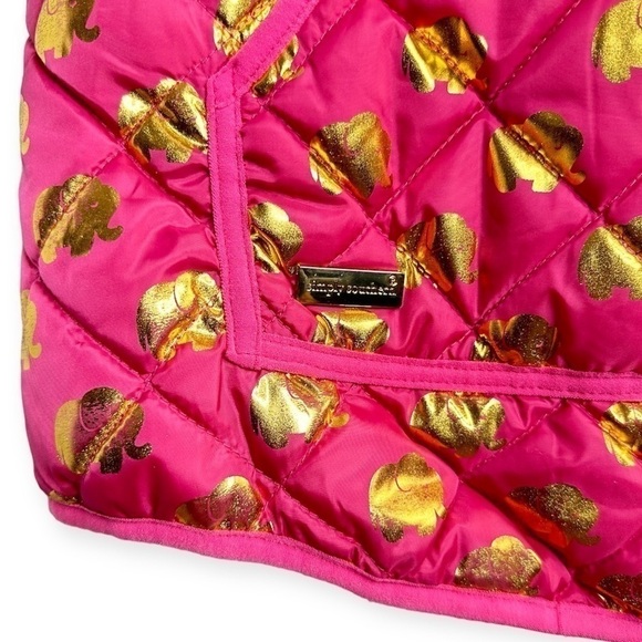 Simply Southern Gold Elephant Quilted Puffer Vest Pink Large - Picture 3 of 7
